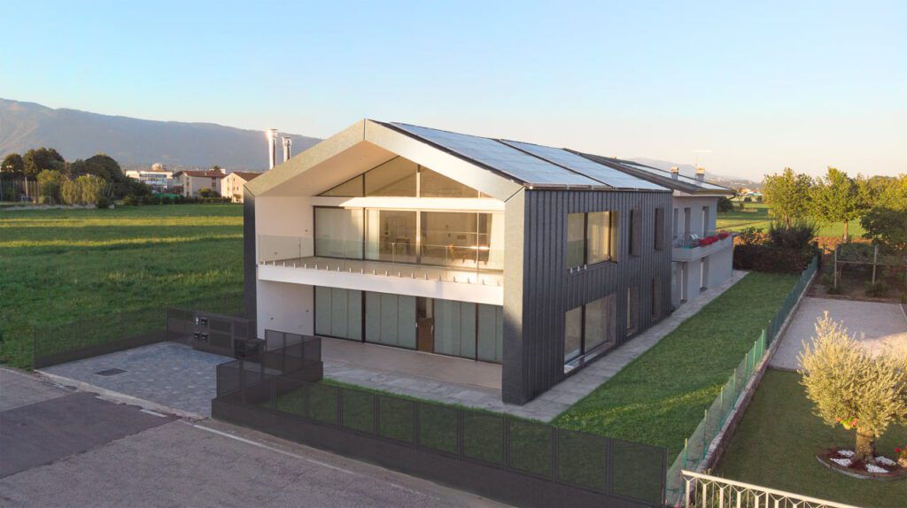 Rendering dell'esterno della villa a Thiene - casa in acciaio
