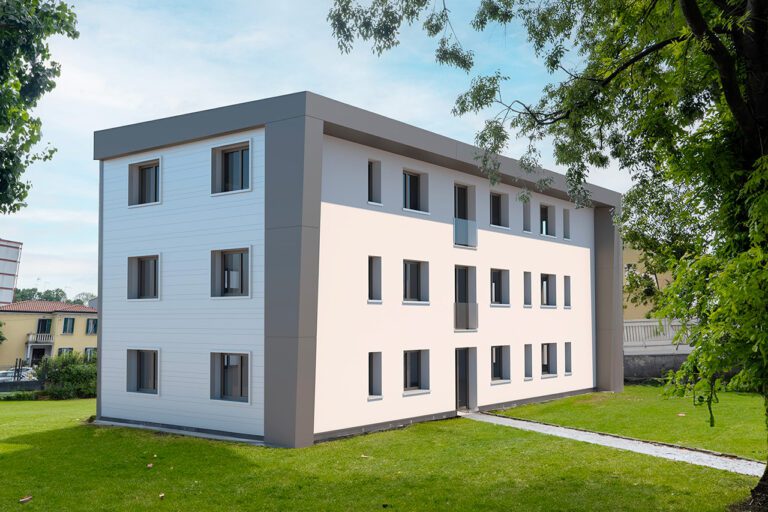 Rendering dello studentato in acciaio