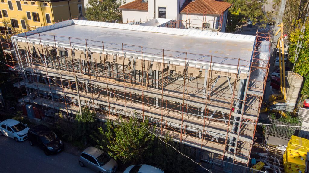 Vista aerea evoluzione cantiere Studentato Reunion Padova