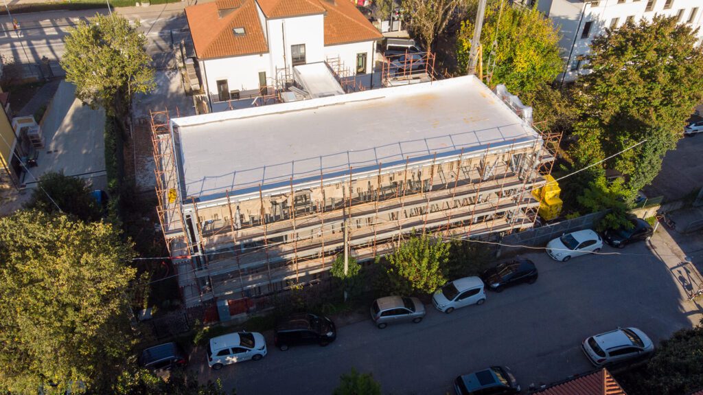 Vista aerea evoluzione cantiere Studentato Reunion Padova