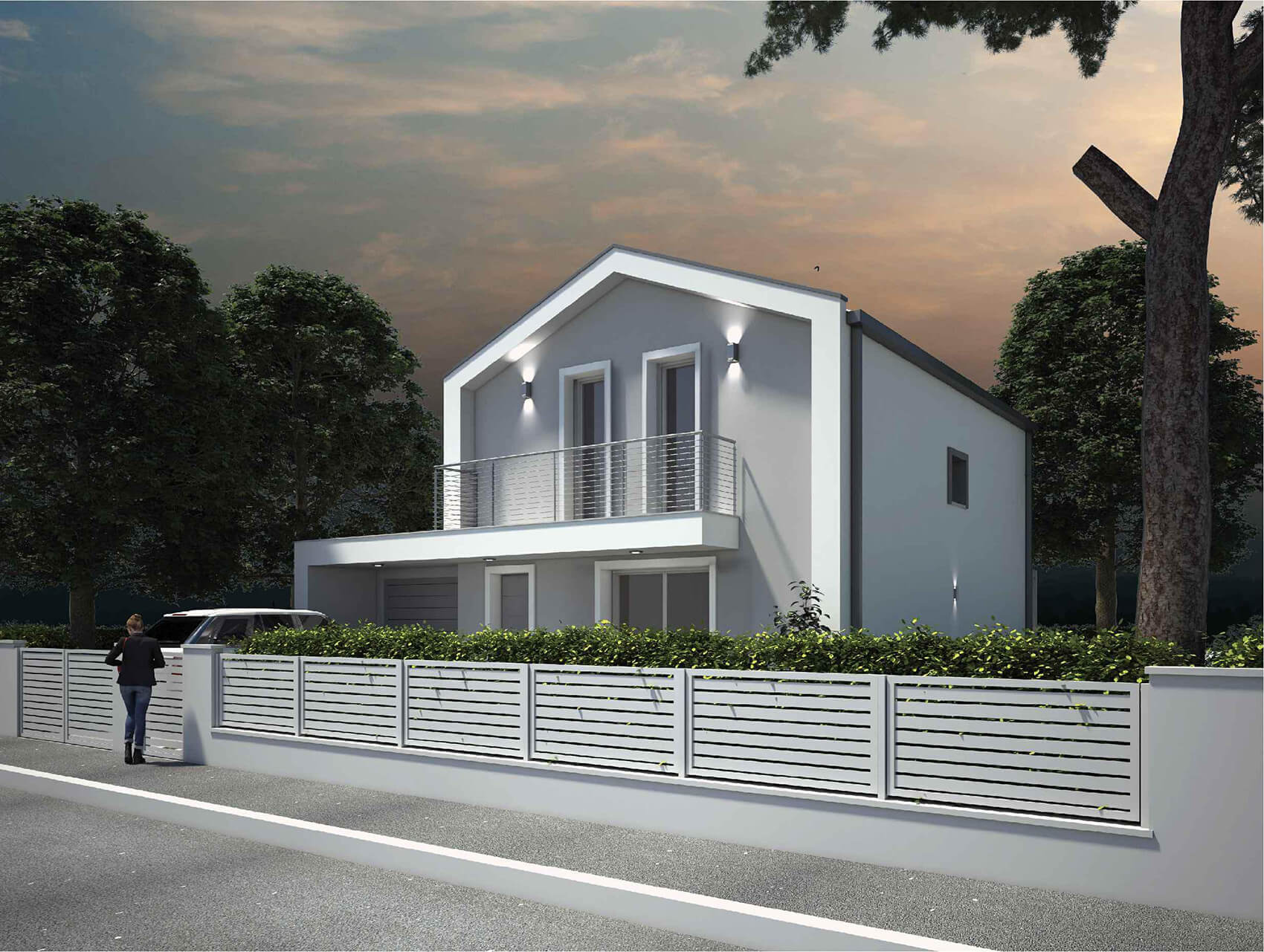 Render con la villetta vista dalla strada